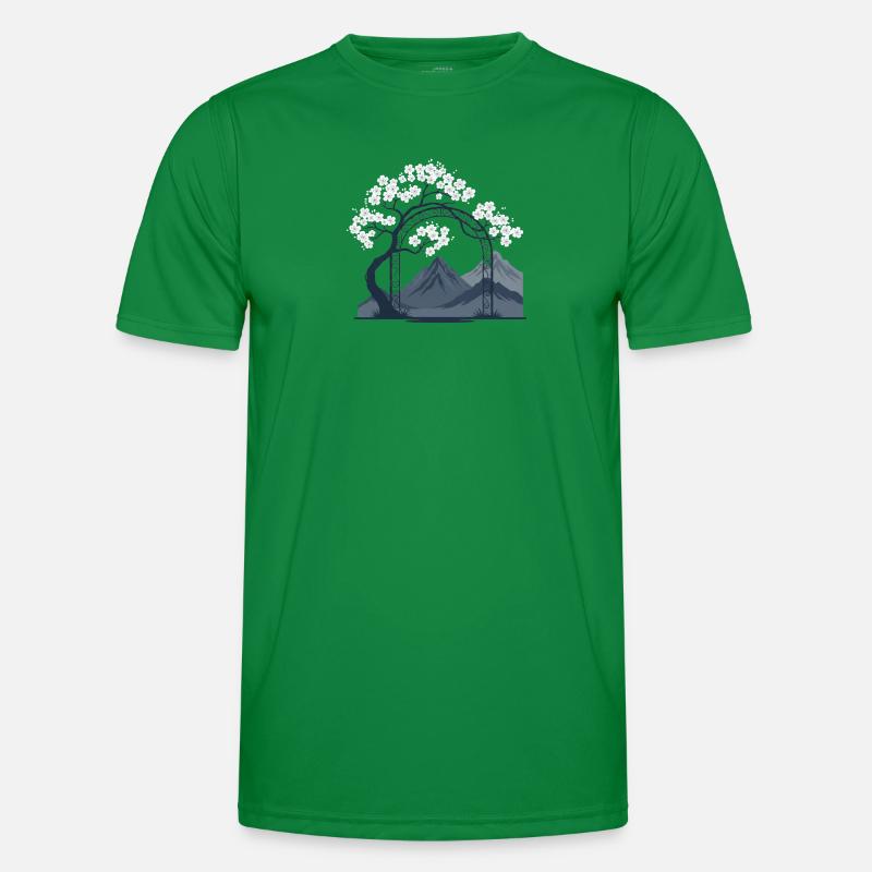 Sakura Bogen über Bergkette Männer Funktions-T-Shirt