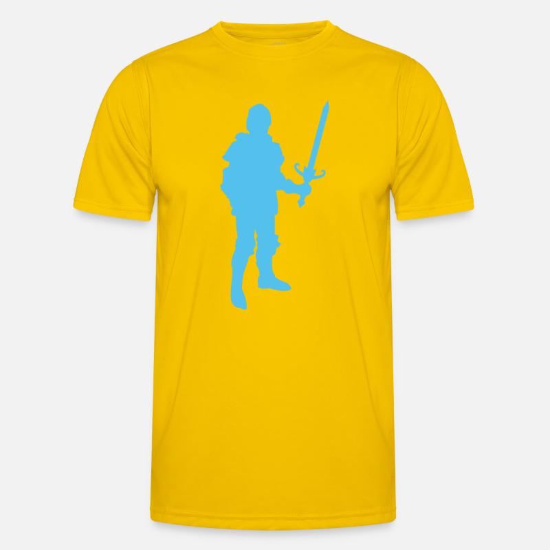 Blauer Ritter Silhouette Männer Funktions-T-Shirt