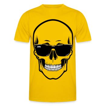Crâne en ligne Spike noir contrastant avec le sourire - T-shirt sport Homme - jaune d'œuf - Devant - AI Model Male 178 dark (178cm)