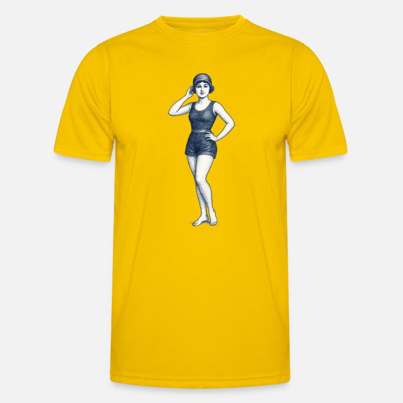 Vintage-Retro-Illustration eines selbstbewussten Mädchens Männer Funktions-T-Shirt