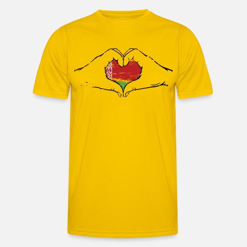 Drapeau de la Biélorussie forme de coeur utilisé T-shirt sport Homme