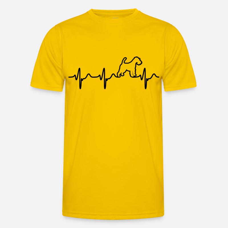 Drahthaar Foxterrier Herzschlag Herzfrequenz EKG - Männer Funktions-T-Shirt - Eigelb