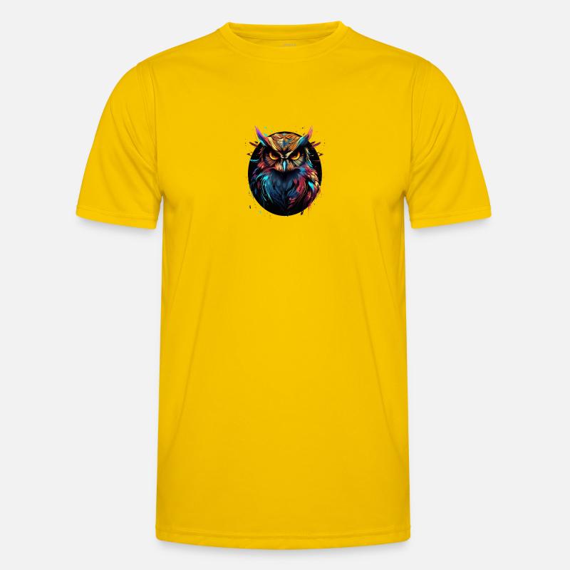 Eule SPLATTER Vogel Bunt - Männer Funktions-T-Shirt - Eigelb