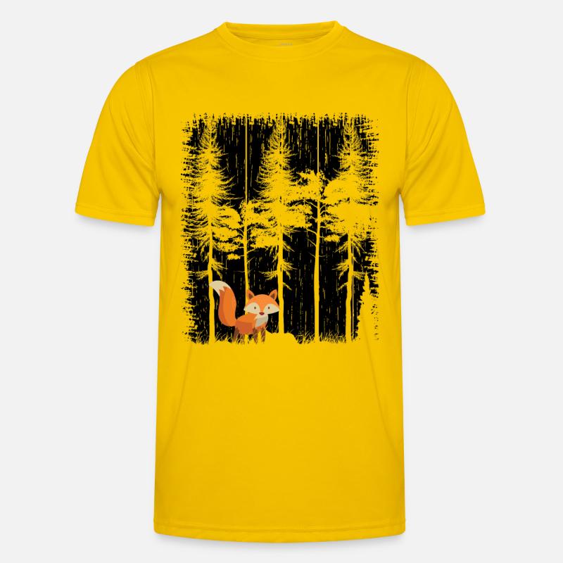 Sweet Fox in the Forest Retro Pattern Vintage Tree Forest Men's Functional T-Shirt