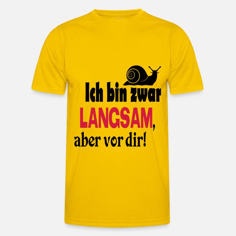 Schnecke Sprüche Ich bin langsam Männer Funktions-T-Shirt