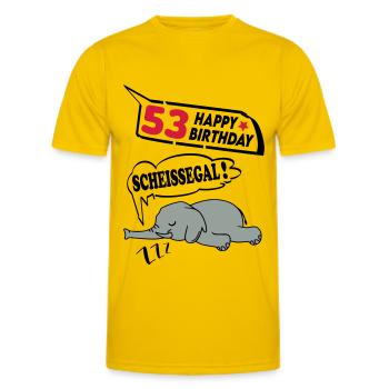 Geburtstag 53 Jahre Birthday Elefant Scheissegal - Männer Funktions-T-Shirt - Eigelb - Vorne - AI Model Male 178 dark (178cm)