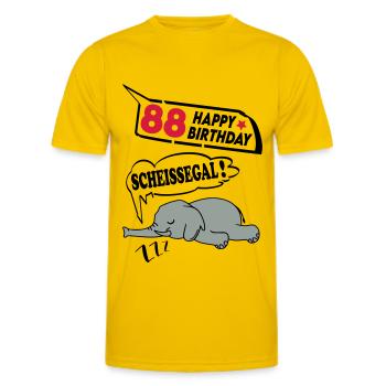 Geburtstag 88 Jahre Birthday Elefant Scheissegal - Männer Funktions-T-Shirt - Eigelb - Vorne - AI Model Male 178 dark (178cm)