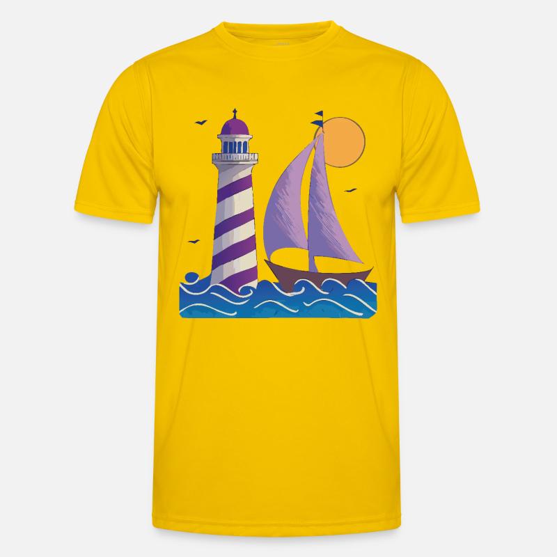 Leuchtturm mit Boot Männer Funktions-T-Shirt