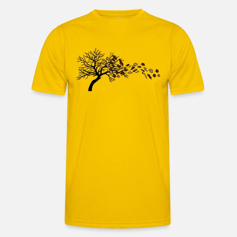 Herbstblätter wind baum - Männer Funktions-T-Shirt - Eigelb