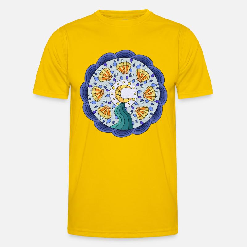 Mondsonnen-Mandala mit Wellenkranz Männer Funktions-T-Shirt
