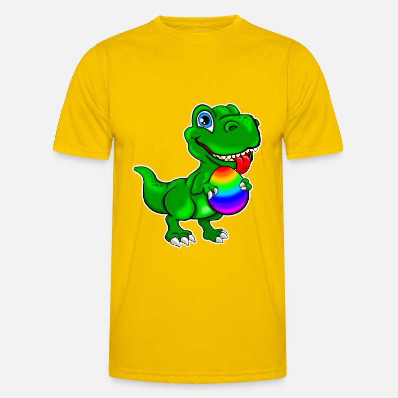 Dino with Easter egg - Men's Functional T-Shirt - egg yellow