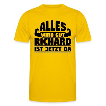Alles wird gut Richard ist jetzt da - Männer Funktions-T-Shirt - Eigelb - Vorne - AI Model Male 178 dark (178cm)