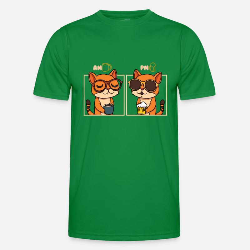 Kaffee Bier Katze Männer Funktions-T-Shirt