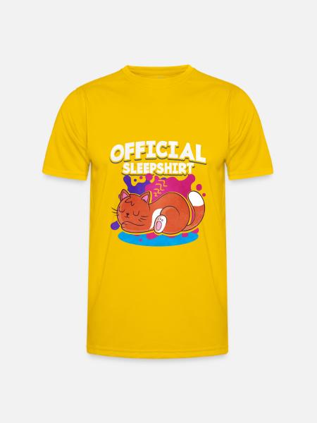 Offizielles Schlafshirt Katze - Männer Funktions-T-Shirt - Eigelb