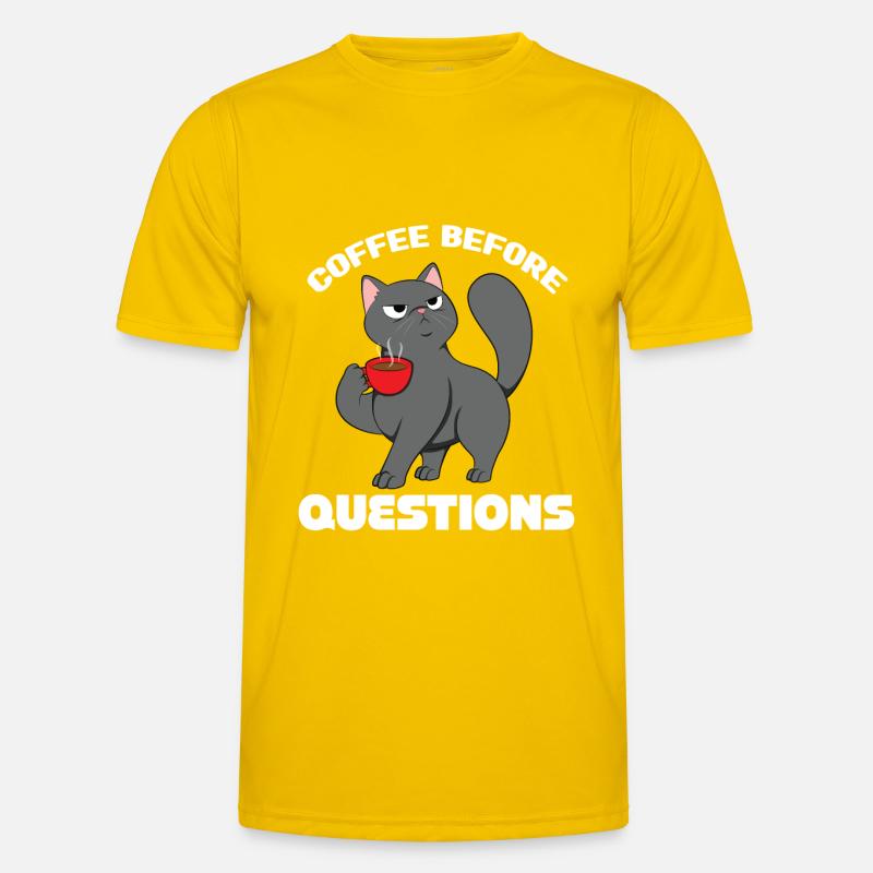 Coffee before questions - Men's Functional T-Shirt - egg yellow