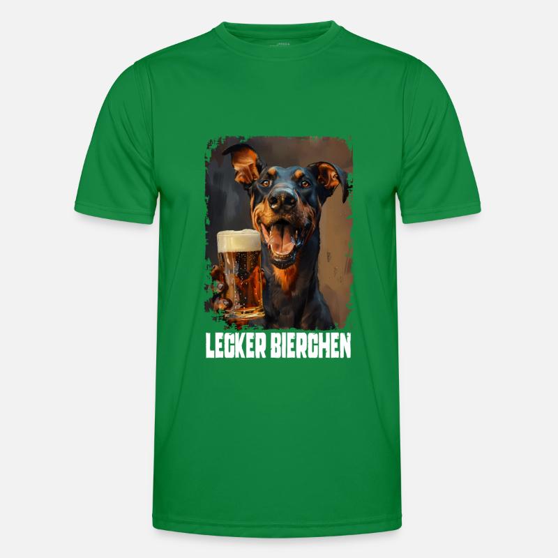 Lecker Bierchen Dobermann Männer Funktions-T-Shirt