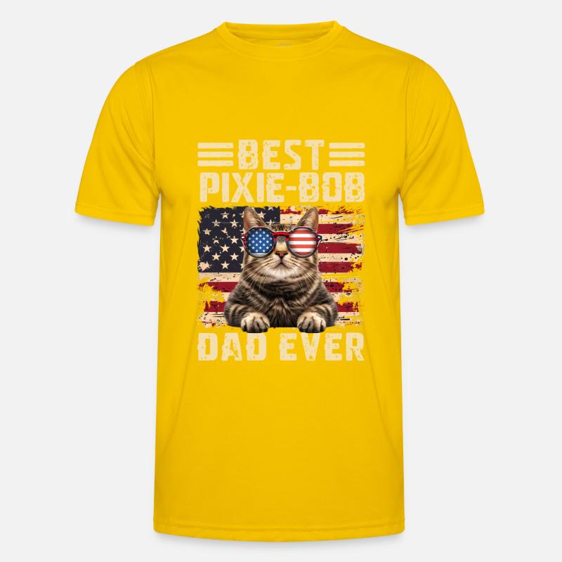 Pixie Bob Papa - Männer Funktions-T-Shirt - Eigelb