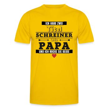 Ich habe zwei Titel Schreiner und Papa - Männer Funktions-T-Shirt - Eigelb - Vorne - AI Model Male 178 dark (178cm)