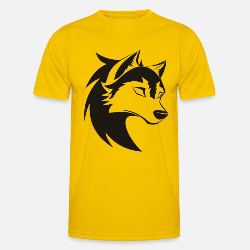 Stylized Cool Wolf Head Icon Men's Functional T-Shirt