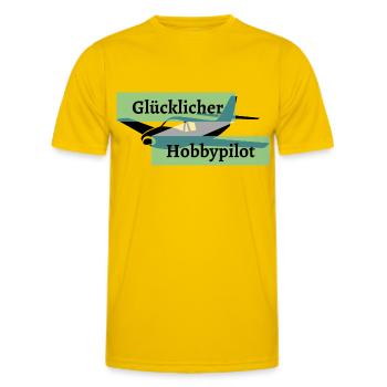 Glücklicher Hobbypilot - Männer Funktions-T-Shirt - Eigelb - Vorne - AI Model Male 178 dark (178cm)