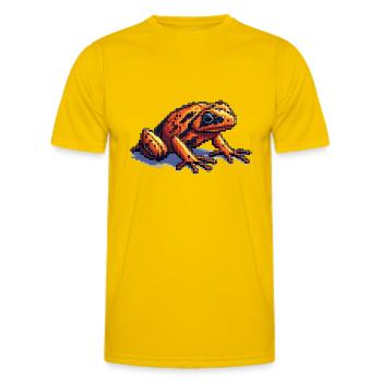 Pfeilgiftfrosch in cooler retro Pixelgrafik - Männer Funktions-T-Shirt - Eigelb - Vorne - AI Model Male 178 dark (178cm)