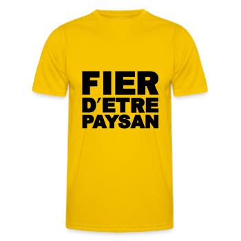 Fier d être Paysan - T-shirt sport Homme - jaune d'œuf - Devant - AI Model Male 178 dark (178cm)