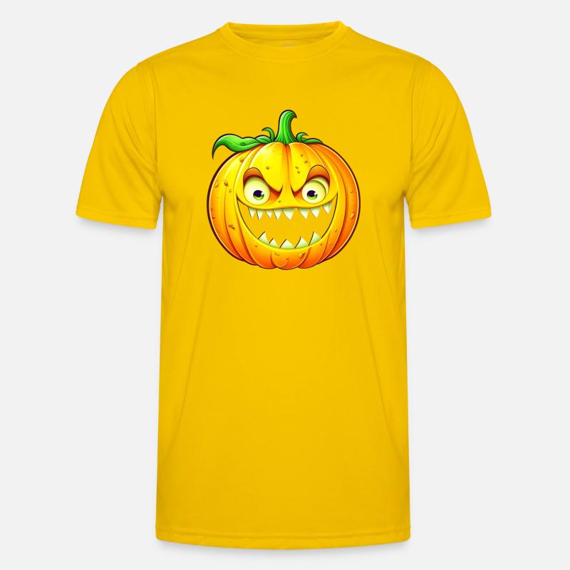 halloween, scary pumpkin with sharp teeth Men's Functional T-Shirt