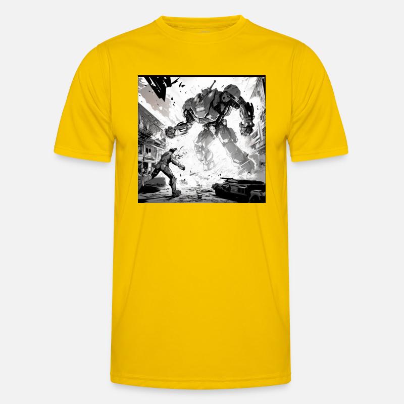 Roboter-Kampf-Comic Männer Funktions-T-Shirt