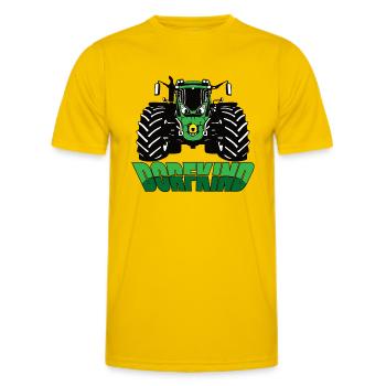 Dorfkind - Trecker, Traktor, Landwirtschaft, Agrar - Männer Funktions-T-Shirt - Eigelb - Vorne - AI Model Male 178 dark (178cm)