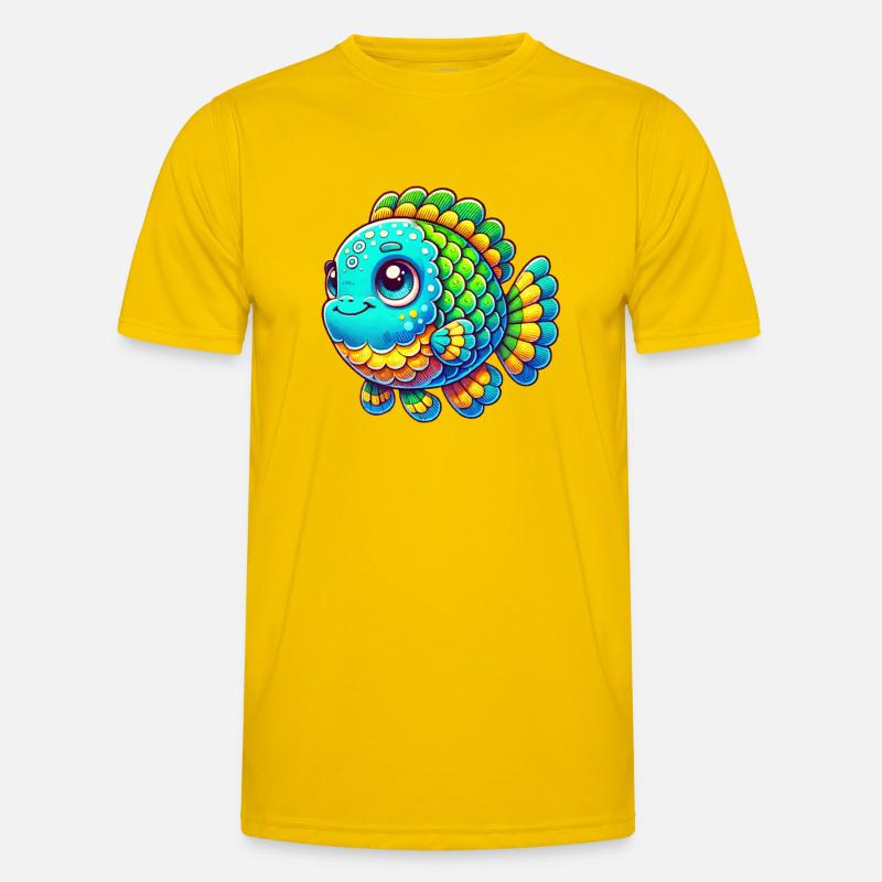 Fisch Comic Männer Funktions-T-Shirt