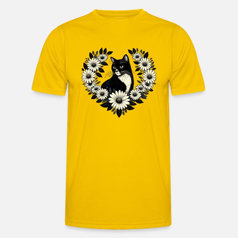 Smoking Katze Gänseblümchen Männer Funktions-T-Shirt