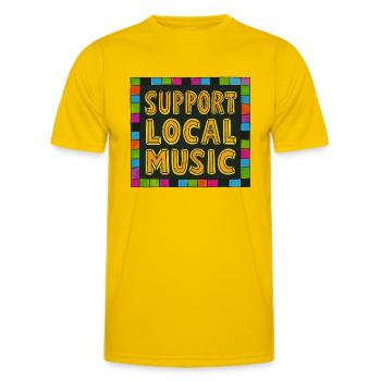 Unterstützen Sie lokale Musik - Männer Funktions-T-Shirt - Eigelb - Vorne - AI Model Male 178 dark (178cm)