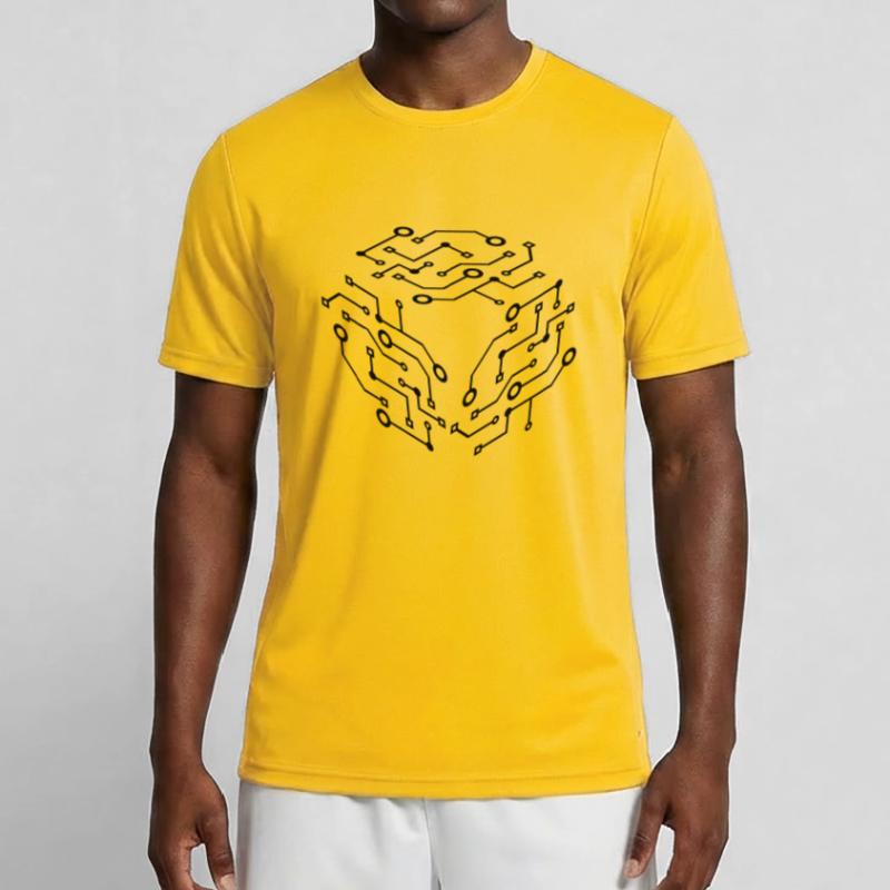 cool pattern logo circuit wire data microchip Men's Functional T-Shirt