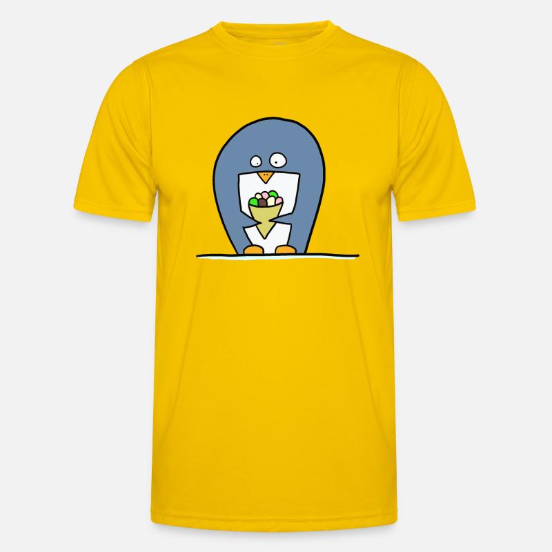 Pinguin mit Eiscreme - Männer Funktions-T-Shirt - Eigelb