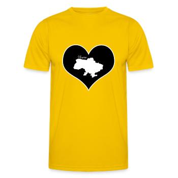 Black Heart Ukraine map - Men's Functional T-Shirt - egg yellow - Front - AI Model Male 178 dark (178cm)