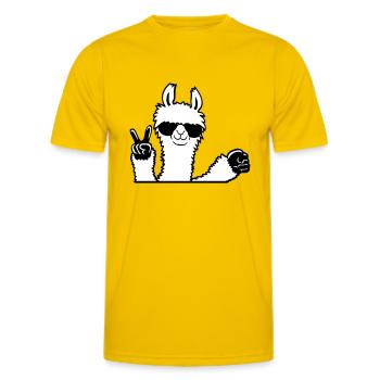 Lama Sonnenbrille Peace Fist Pump Team Begrüßung - Männer Funktions-T-Shirt - Eigelb - Vorne - AI Model Male 178 dark (178cm)