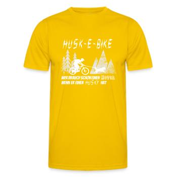 husk-e-bike - Männer Funktions-T-Shirt - Eigelb - Vorne - AI Model Male 178 dark (178cm)