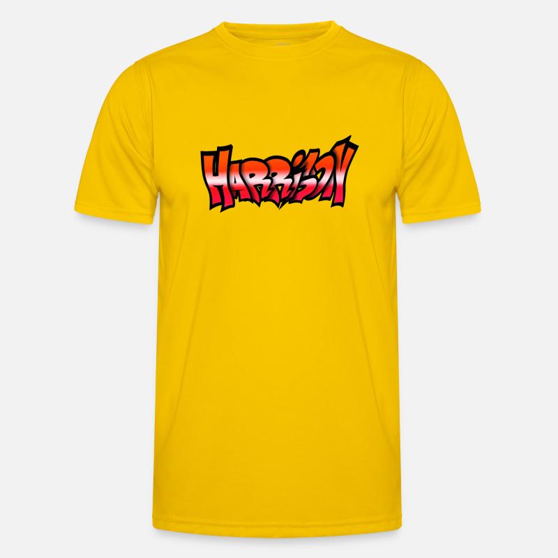 Harrison GRAFFITI NAME red - Men's Functional T-Shirt - egg yellow