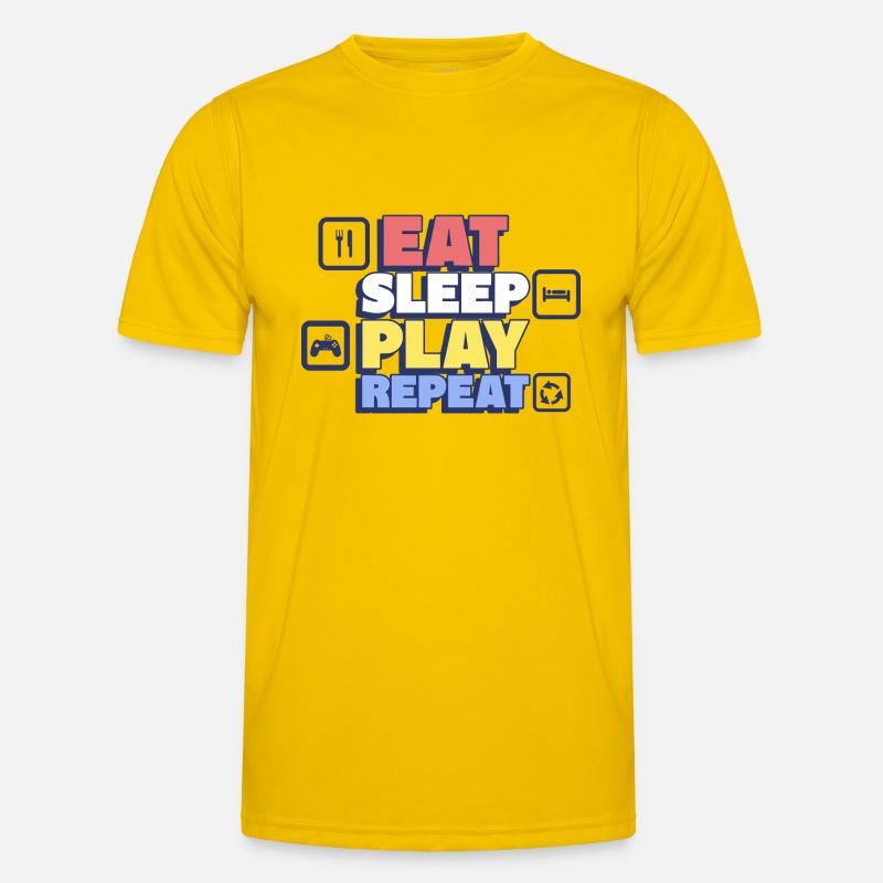 Eating, sleeping, playing, repeating - Men's Functional T-Shirt - egg yellow