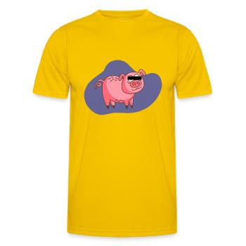 Cartoon Schwein - Männer Funktions-T-Shirt - Eigelb - Vorne - AI Model Male 178 dark (178cm)