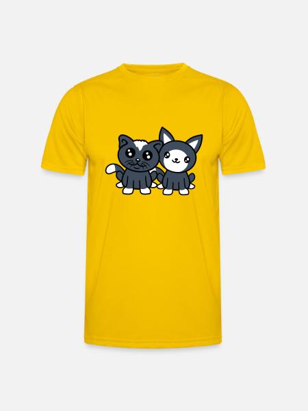 2 Cats Friends Team Crew Two Pet Kittens - Men's Functional T-Shirt - egg yellow
