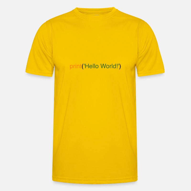 Hello World Python - Männer Funktions-T-Shirt - Eigelb