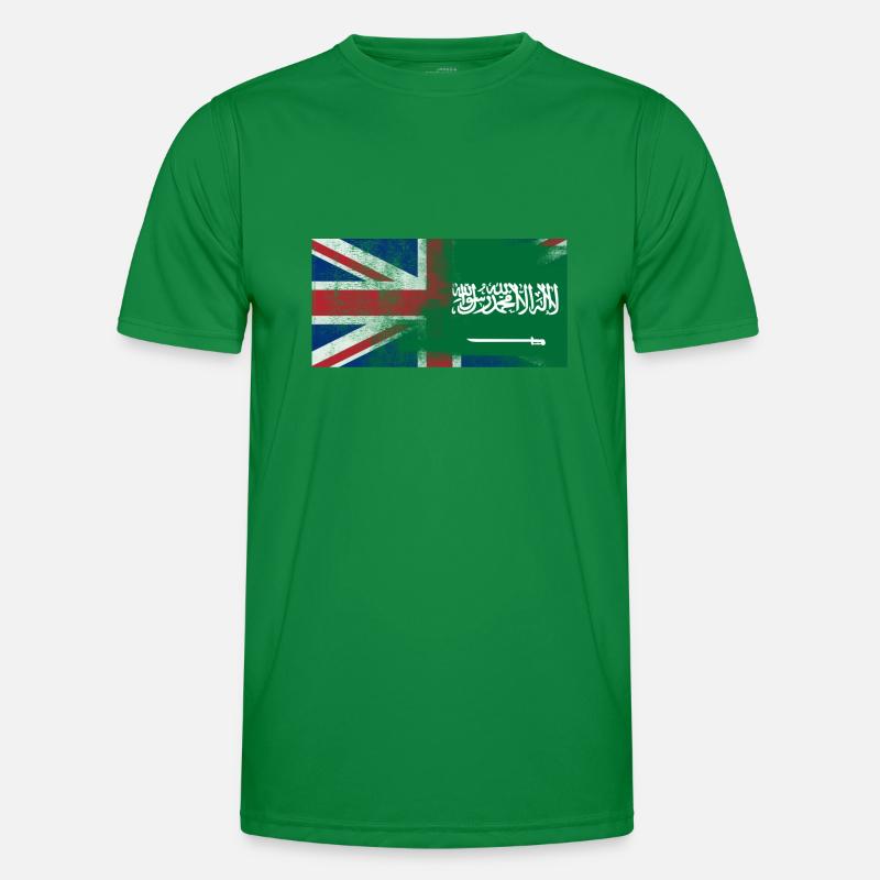 Saudi British moitié Arabie Saoudite moitié Royaume-Uni Drapeau T-shirt sport Homme