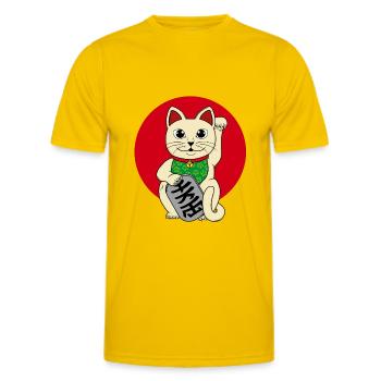 Lucky Cat - Men's Functional T-Shirt - egg yellow - Front - AI Model Male 178 dark (178cm)