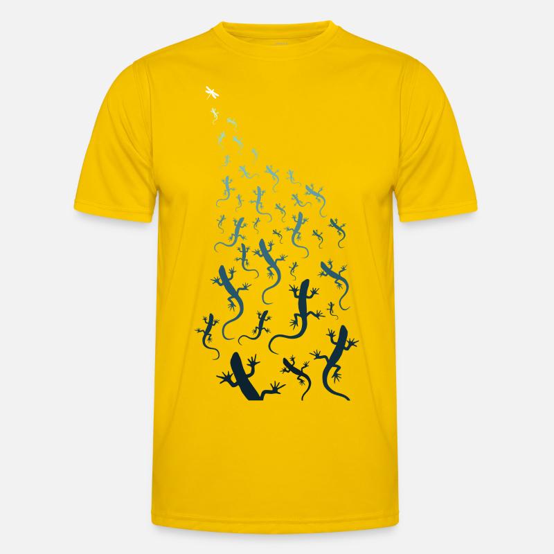 Gecko Eidechse Libelle Männer Funktions-T-Shirt