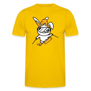 Hase Skibrille Skihase Skifahren Ski Brille Mütze - Männer Funktions-T-Shirt - Eigelb - Vorne - AI Model Male 178 dark (178cm)