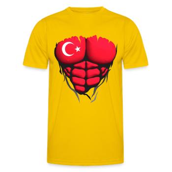 turquie drapeau torse corps muscle abdos - T-shirt sport Homme - jaune d'œuf - Devant - AI Model Male 178 dark (178cm)