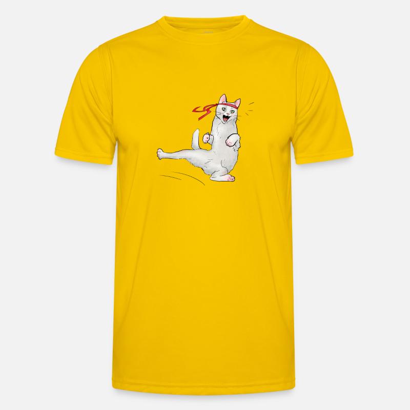 Katze beim Karate Männer Funktions-T-Shirt