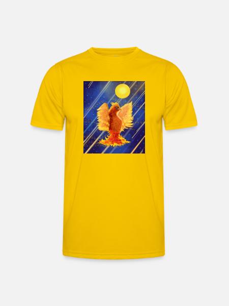 Cosmic Glowing Firebird: Cyber-Semurg - Men's Functional T-Shirt - egg yellow