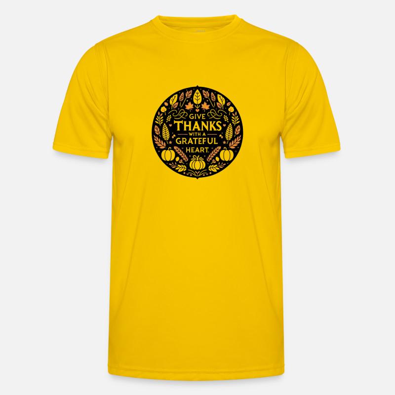 Danken Sie mit dankbarem Herzen - Männer Funktions-T-Shirt - Eigelb